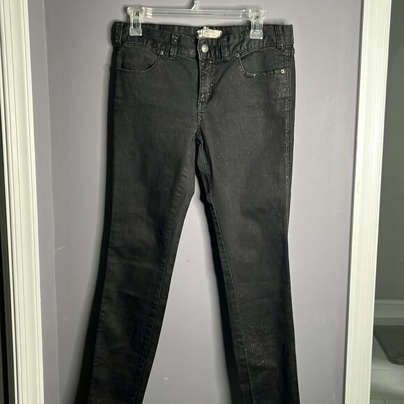 Free People Black with Gold Glitter Jeans Size 28 - Picture 1 of 7